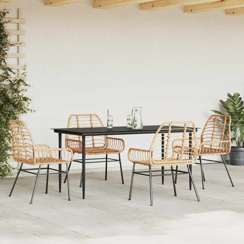 Patio Dining Set with Rectangular Table, 74cm H x 160cm W x 80cm D, 4