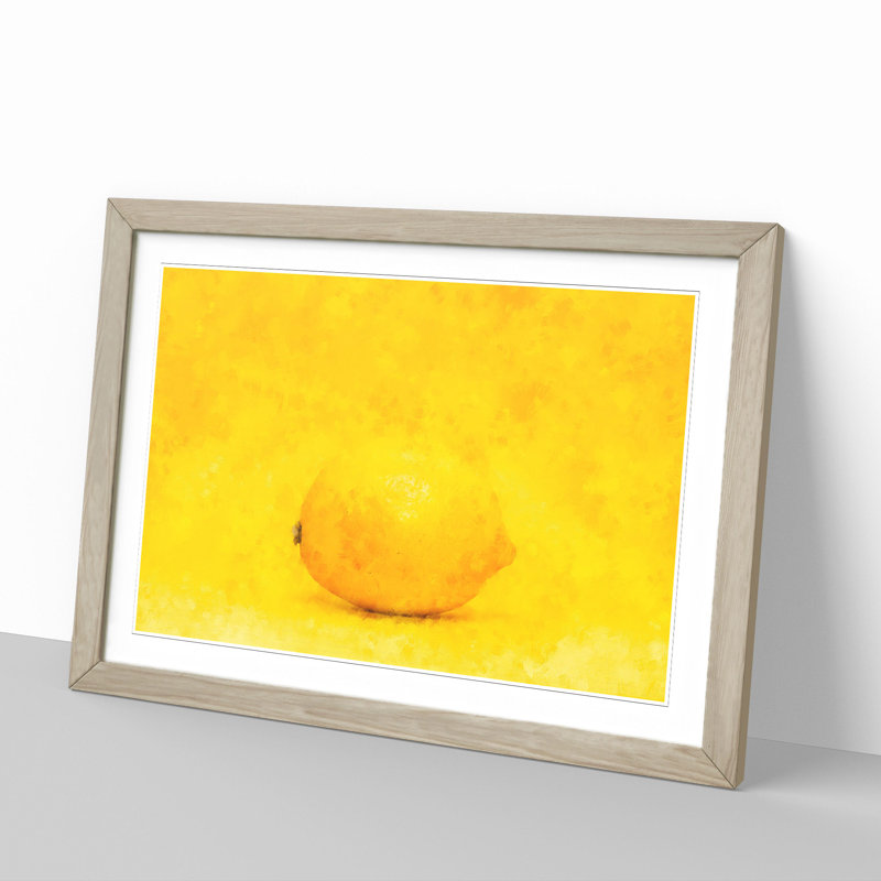 Lemon Yellow - Picture Frame Painting, 48cm H x 65cm W x 2cm D, Oak Framed