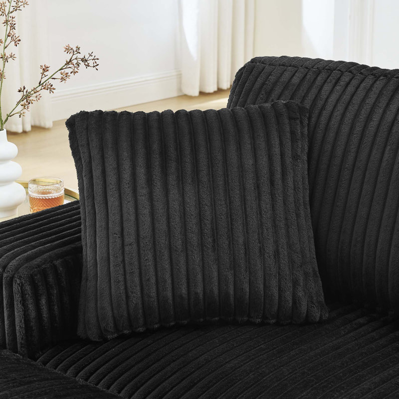 Canapé-lit modulaire rembourré Corduroy, Noir