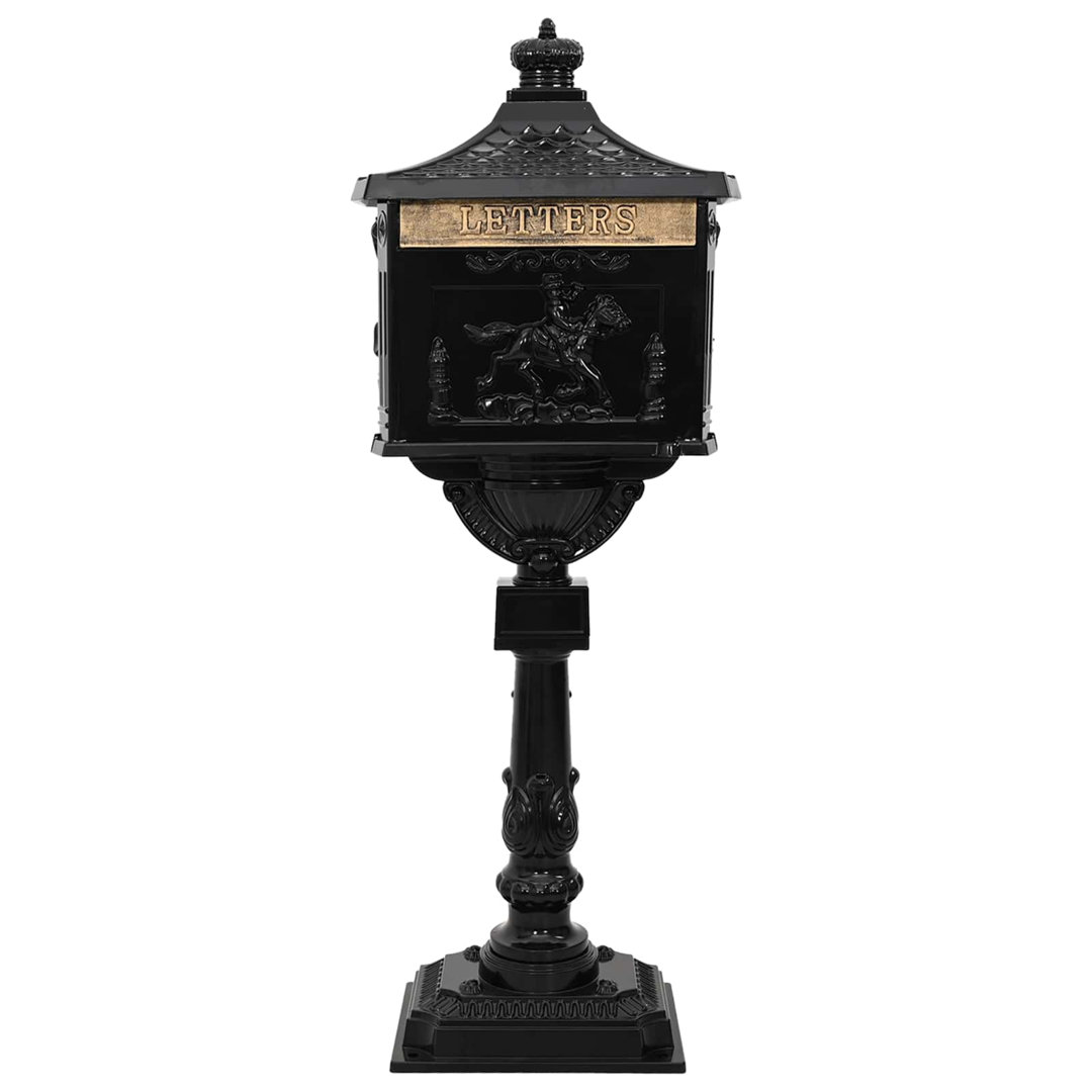 Vidaxl Pedestal Letterbox Aluminium Vintage Style Rustproof Box Green/White