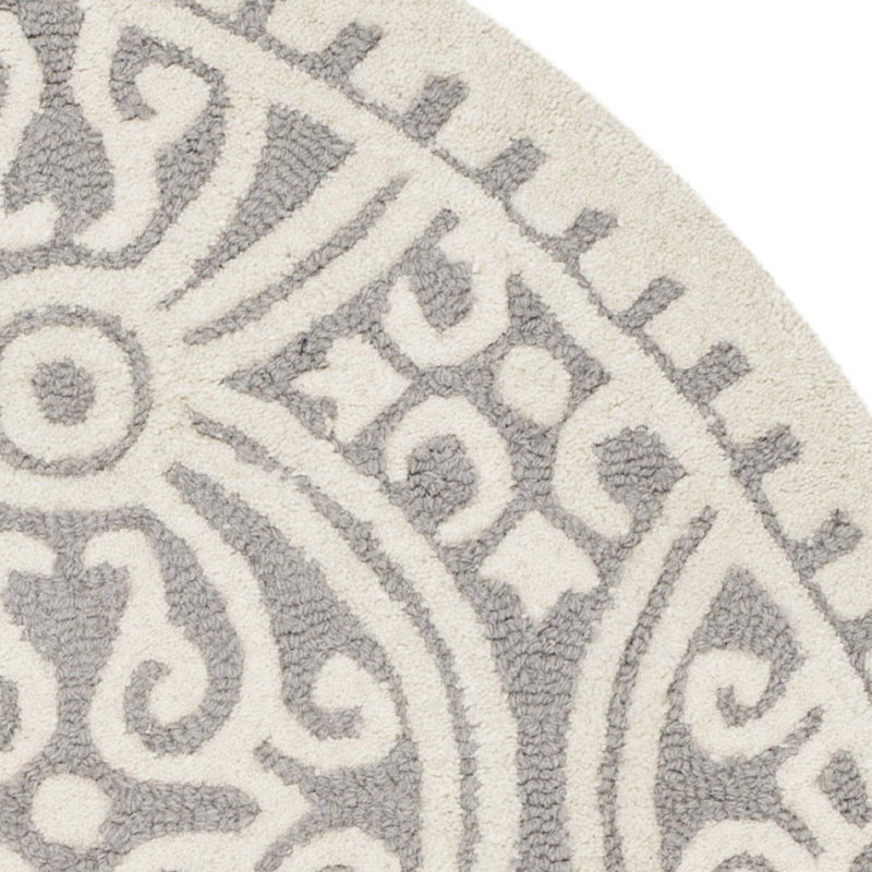 Sadik Hand Tufted Wool Geometric Rug, Round 8'