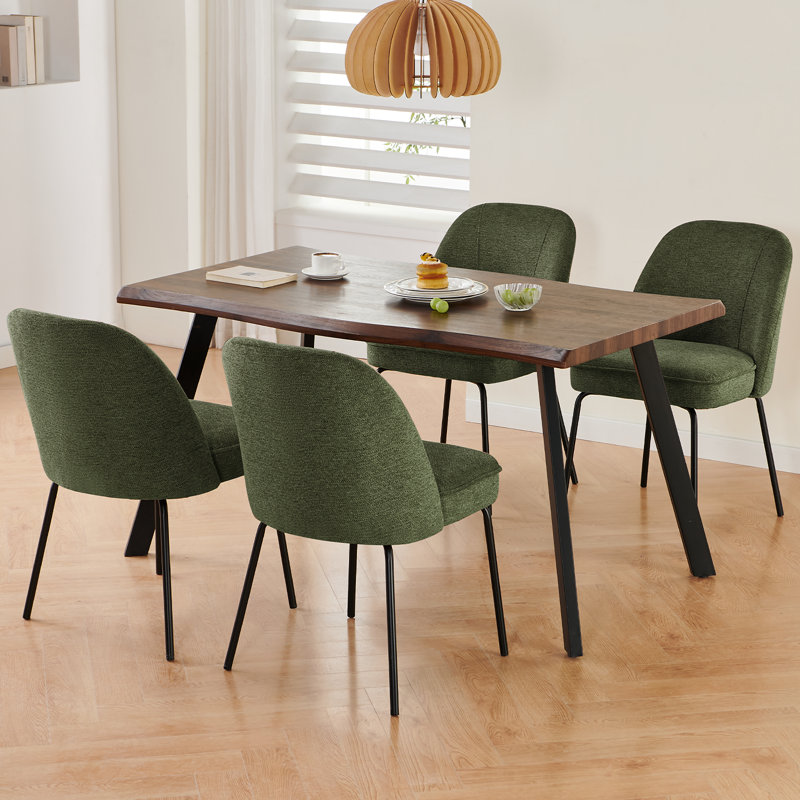 Soft Padded Upholstered Dining Chair with 12cm Thick Seat Cushion, Dark Green