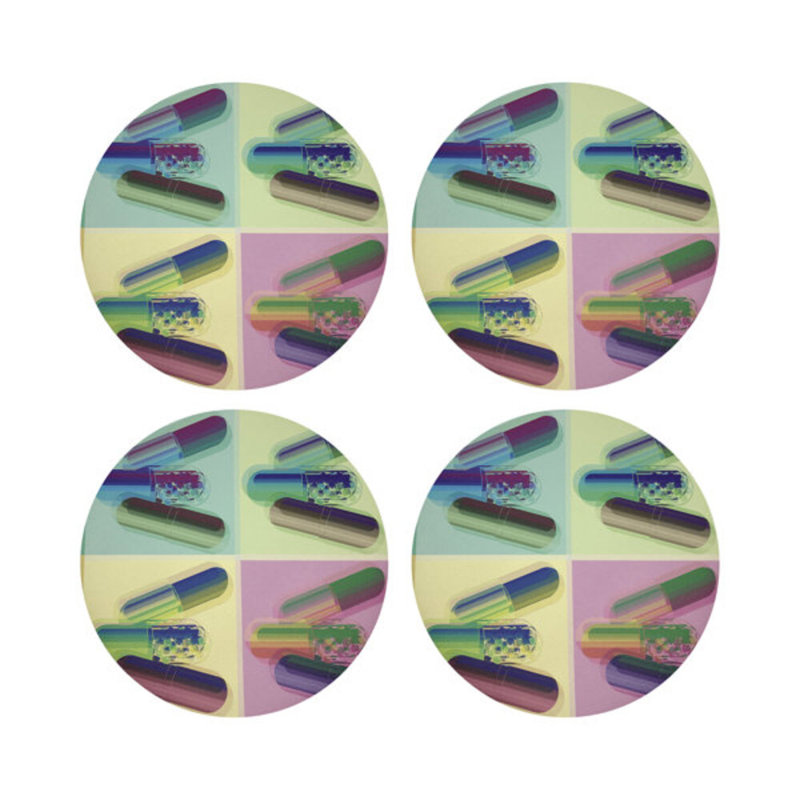 Ode To Hurst Vegan Leather Round Placemats, Psychedelic