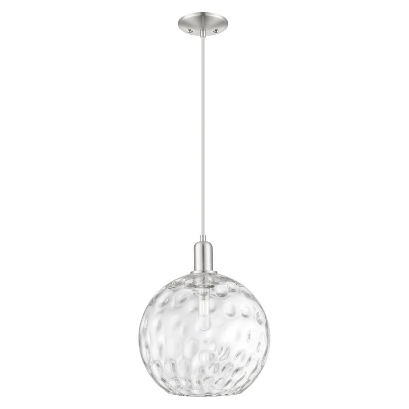 Mini-luminaire suspendu 1 lumière Arcadia, Nickel satiné brossé, H 10,5 po x l 12 po x P 12 po