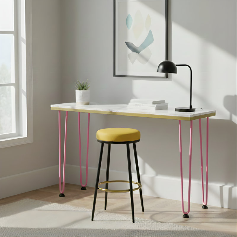 Pieds de meuble en épingle à cheveux 30 po ROUS Hardware | Pied de table Mid-Century moderne en acier - rosé (rose), 1 pièce