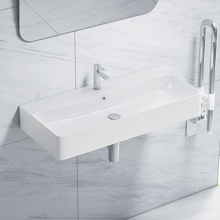 Turner 35.5“ W x 16.5" D Vitreous China Rectangular Wall Bathroom Sink with Overflow