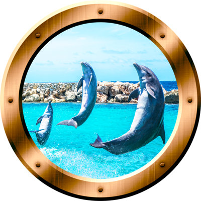 Décalcomanie murale hublot marsouin dauphins