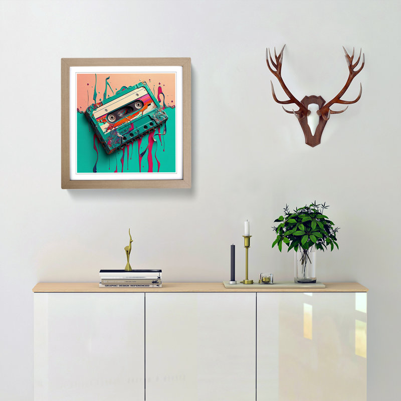 Cassette Tape Fauvism - Framed Print, Oak