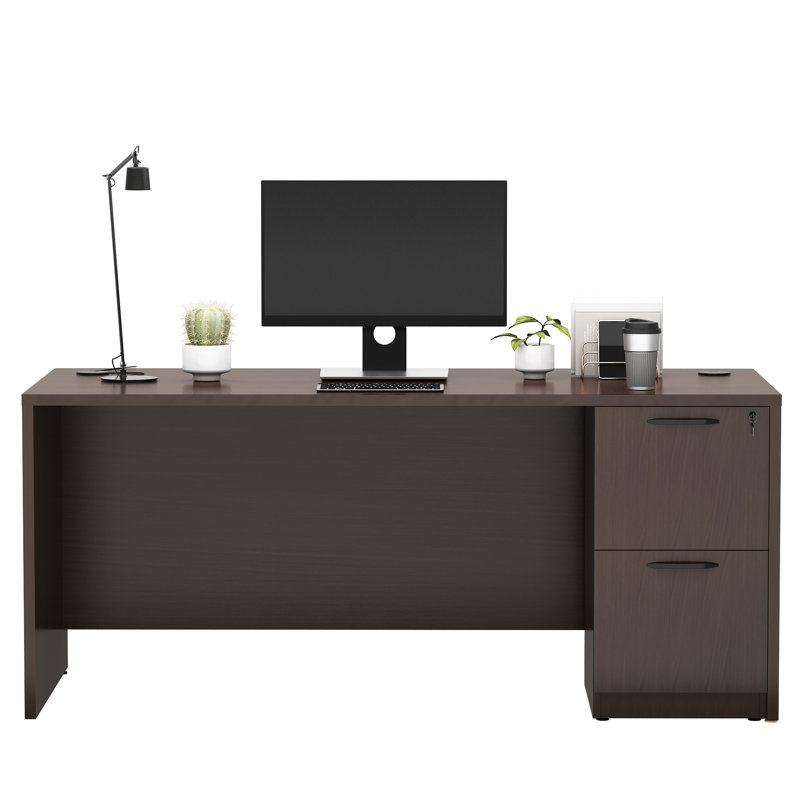 Nikkitta 66.93" Rectangle Executive Office Desk, Espresso