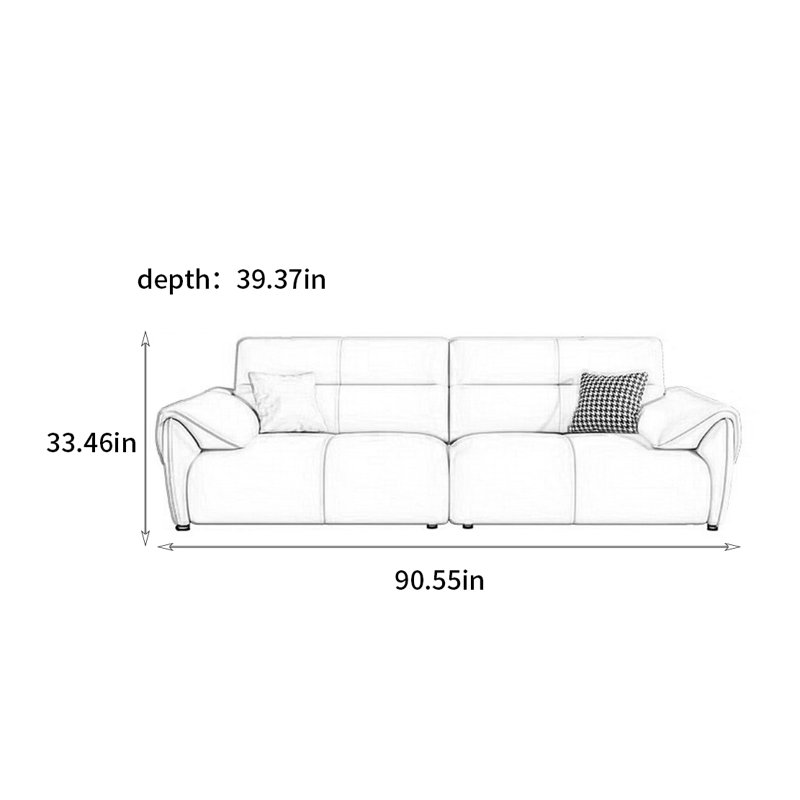 Canapé à lignes droites de luxe moderne et simple, H 33,46 po x l 90,55 po x P 39,37 po, 2