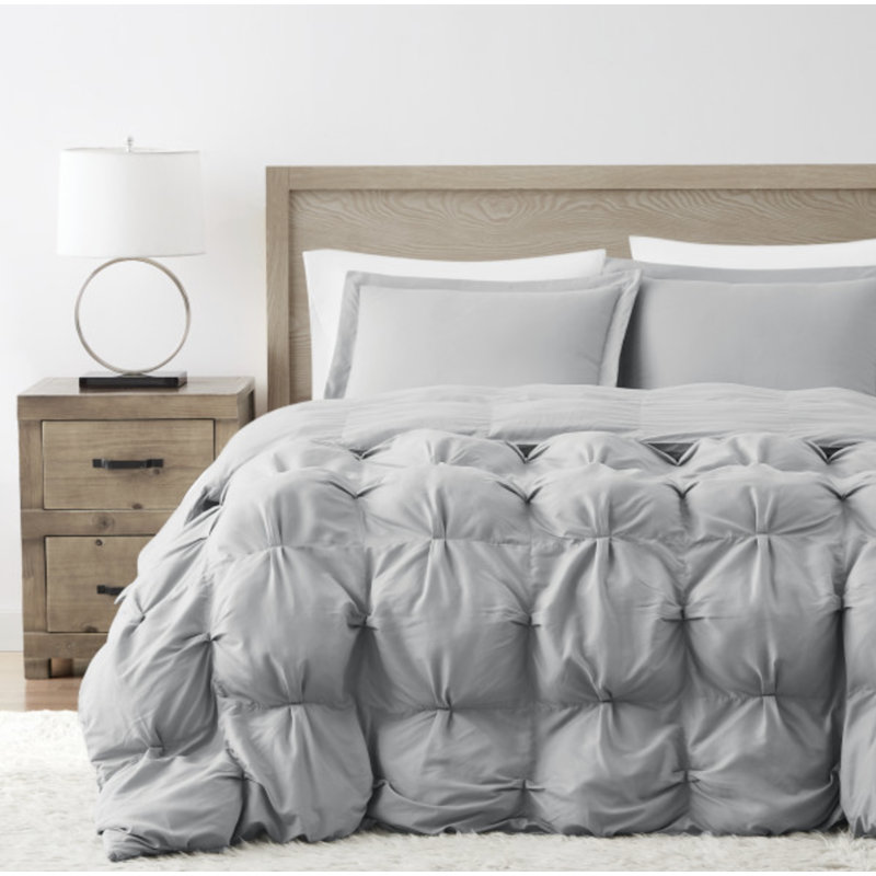Ensemble d'édredon surdimensionné vraiment moelleux Puffer, 1 édredon de très grande taille et 2 taies déco, Gris