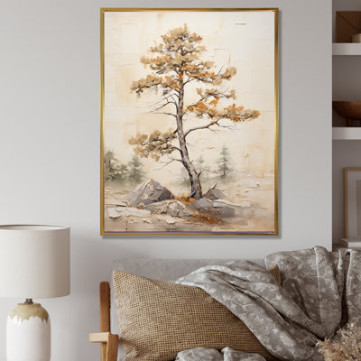 «Beige Tree Pine Tranquility I», reproduction d'art sur toile