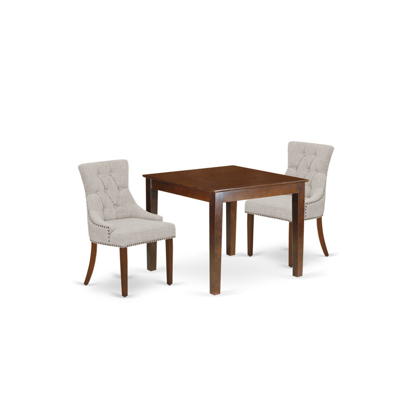 Paltrow Counter Height Rubberwood Solid Wood Dining Set, Mahogany, 3 Pieces: 1 Table, 2 Chairs, Doeskin