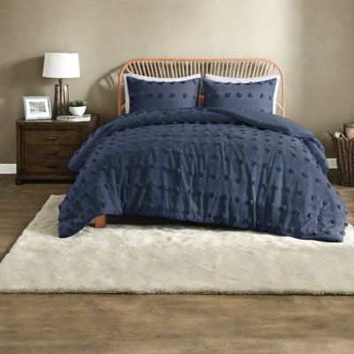 Modern Navy Bedding Sets, Polyester Jacquard Comforter Set, Hypoallergenic And Durable For Home Bedroom