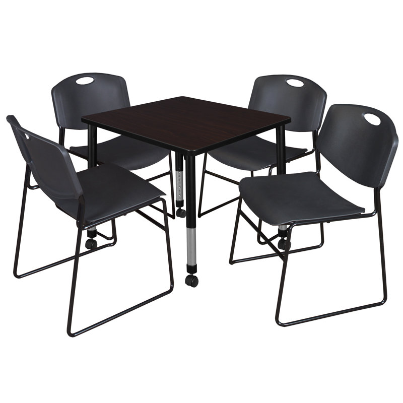 Ensemble de table de salle à manger et de chaises Kee Mobile, H 34 po x L 30 po x l 30 po, Érable / noir