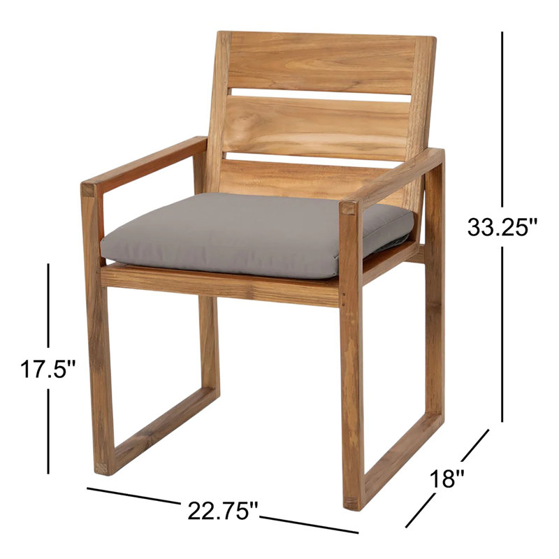 Venice Teak Patio Dining Armchair with Cushion, Taupe
