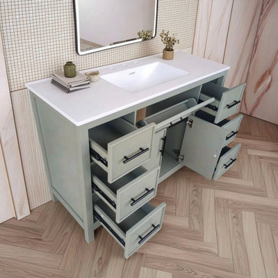 Freestanding Standard Free Standing Single Double Single Vanity Bathroom Vanity With Top