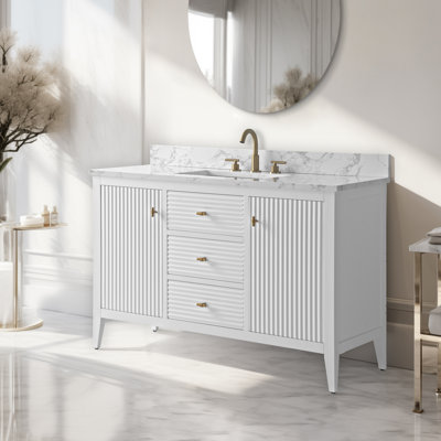 Laval 48" Single Sink Freestanding Bathroom Vanity with Engineered Marble Top