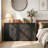 60" Farmhouse Buffet Cabinet with Storage, Coffee Bar Station with 4 Drawers & 4 Barn Doors, Black-1545492642