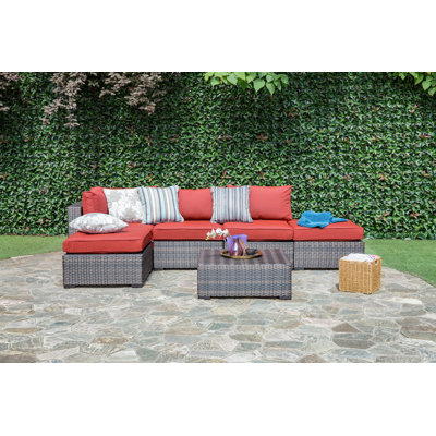 Ensemble de conversation modulaire en rotin 6 pièces avec coussins Bubba