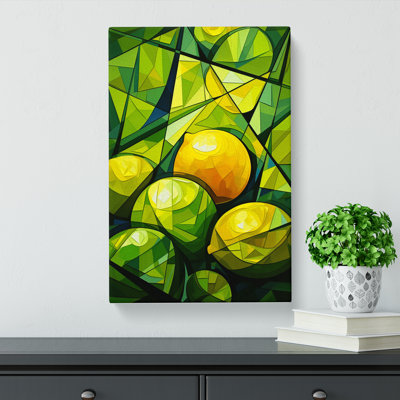 Lime Fruit Cubism Art - Wrapped Canvas