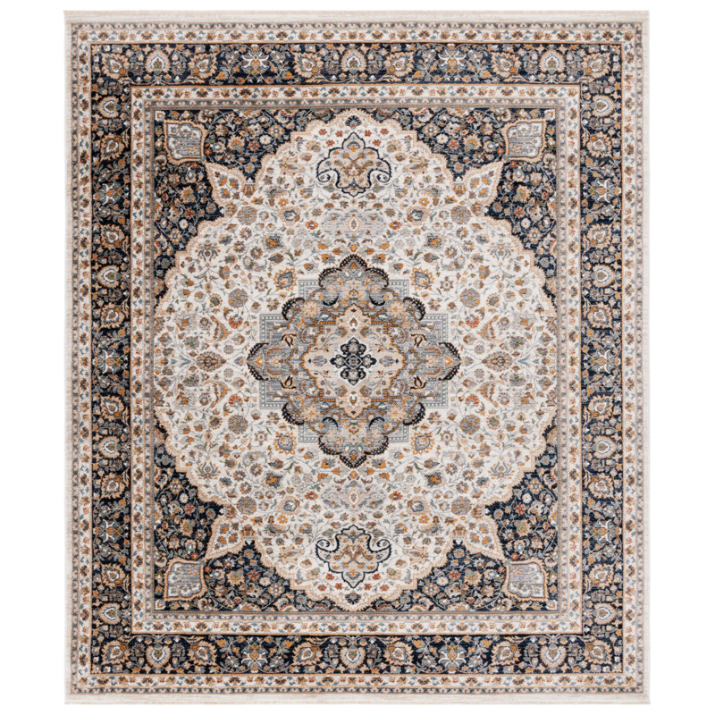 Tapis ivoire / bleu marine Lauren Ralph Lauren 1120, Rond 6 pi 7 po