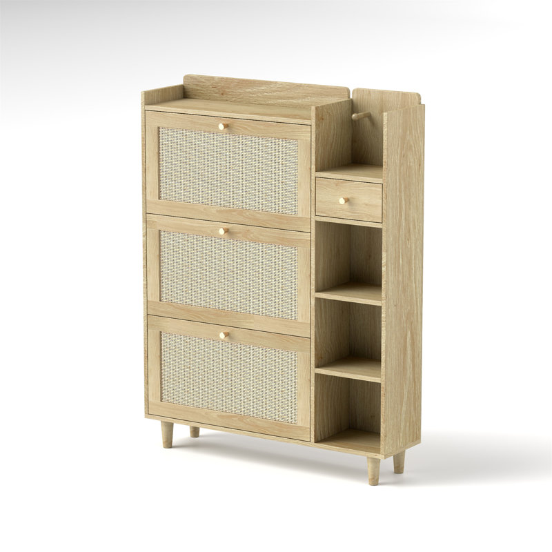 Armoire à chaussures de style bohémien, Bois naturel
