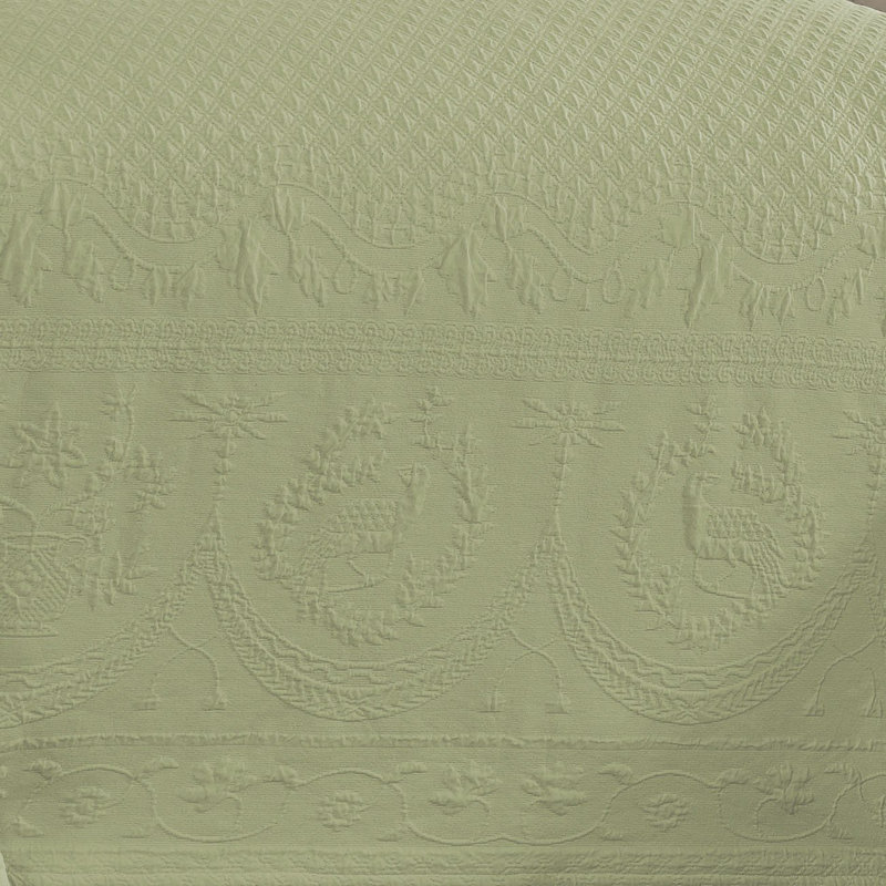 Historic Charleston King Charles Lightweight Cotton Matelasse Quilted Bedspread, King, Sage, King, Sage
