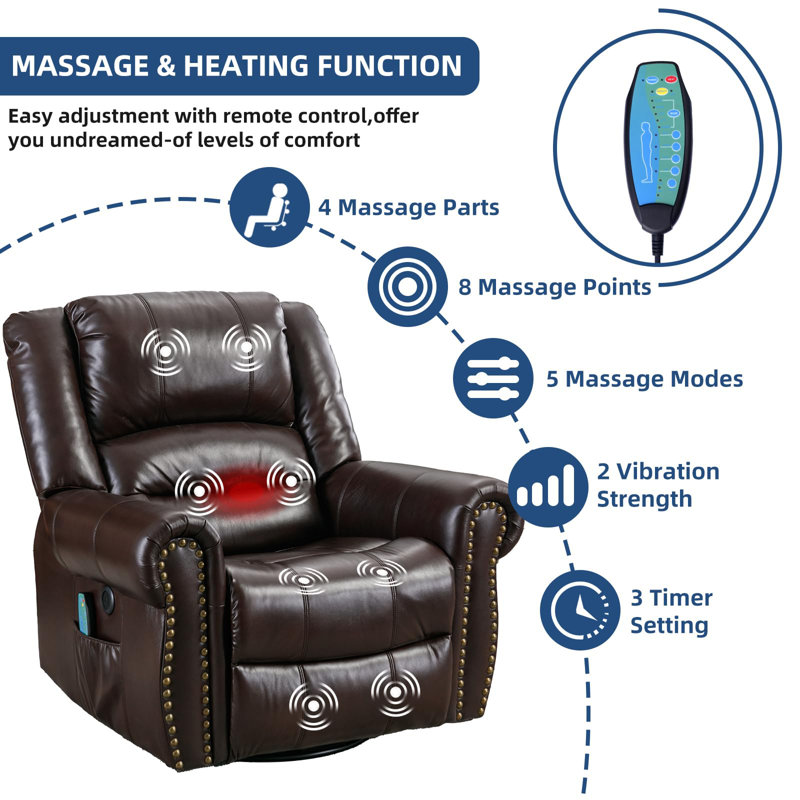 Heated Massage Swivel Rocking Recliner | Wayfair Canada