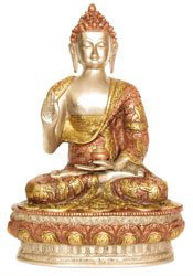 Lord Buddha - Figurine bouddhiste tibétaine, Cuivre / or
