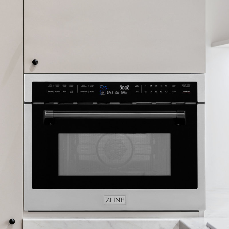 24" Stainless Steel and Matte Black Convection Microwave Oven
