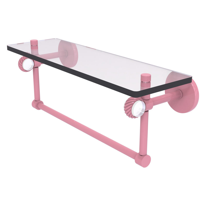 Tablette flottante avec barre à serviettes Clearview, H 6,2 po x l 16 po x P 5,65 po, Rose