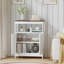 Armoire de rangement moderne avec portes doubles, tablette réglable et plateau en bois naturel pour une organisation polyvalente