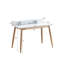 Bureau moderne de style Mid-Century avec plateau de table blanc à 3 tablettes et pieds en bois d'hévéa de l 43 po x P 34,4 po de style polyvalent-1763233325