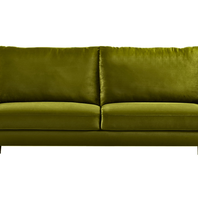 Canapé moderne en velours avec pieds fuselés en bois, Olive Green Polyester