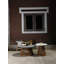 Table basse ronde avec plateau en pierre de lave / grc et base en teck-105735439