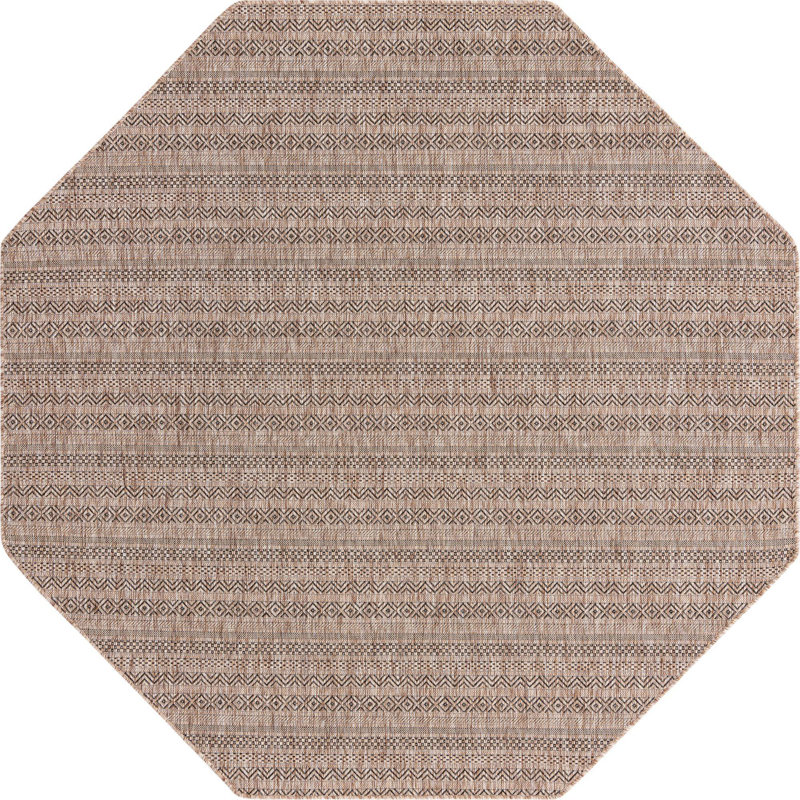 Outdoor Glimmer Area Rug Light Brown Color, Octagon 7'10"