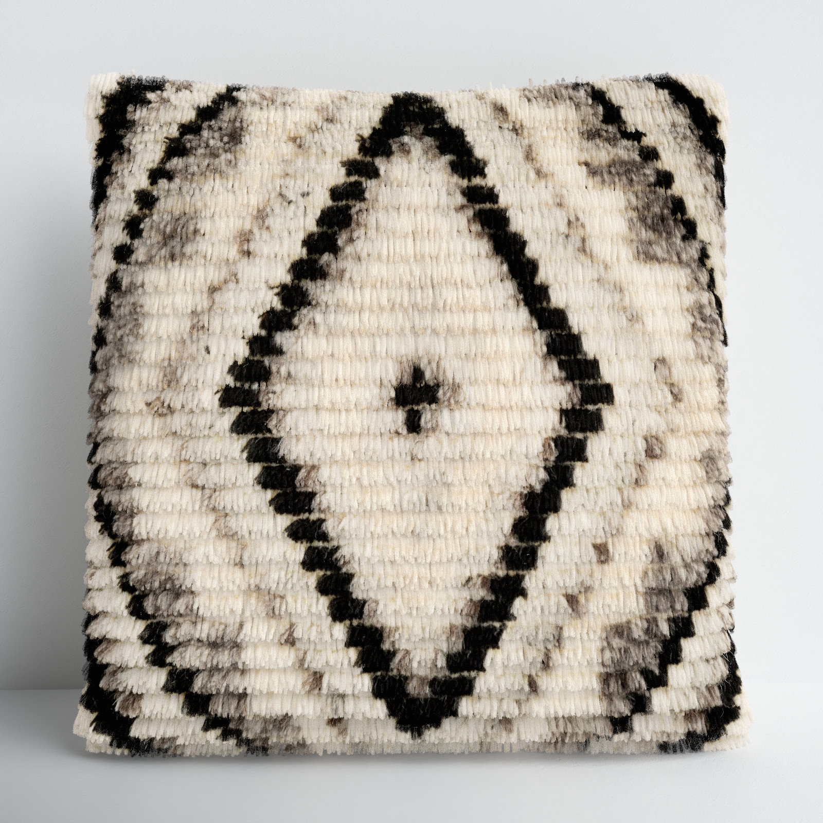 Cyan Geometric Wool Throw Pillow, 22" x 22", Down