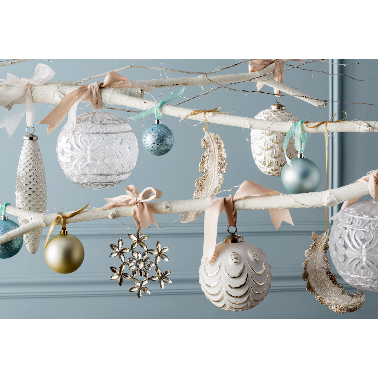 The Holiday Aisle® 6" Shatterproof Bauble, Baby Blue, 2.75"