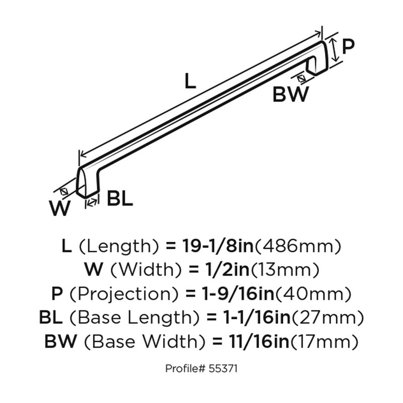 Riva Bar Pull, Graphite, 18"
