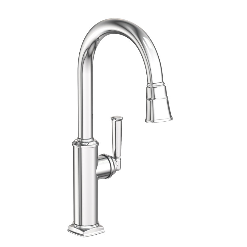 Zemora Single Handle Pull Down Kitchen Faucet, Polished Chrome