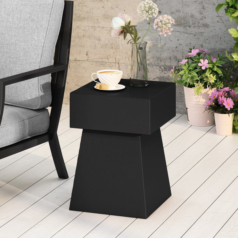 Table d'appoint en béton léger en noir, en forme de piédestal, sans assemblage, 13,35 x P 19,02 H, assemblage de style moderne requis, forme, - oxyde de magnésium 13,35 W