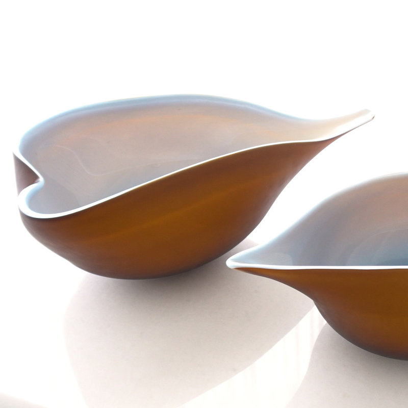 Frosted Bowl w/Casing, 5.5" H x 11" W x 7" D, Blue/Amber