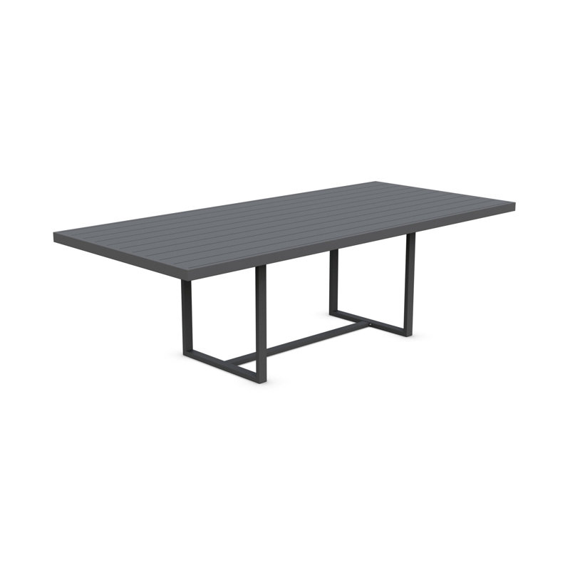 Pavia Power Coated Aluminum Dining Table, Matte Charcoal, 43.5" W x 96.06" L x 29.13" H