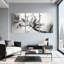 Magnolia noir et blanc, ensemble de 3 reproductions d'art sur toile-1417035336