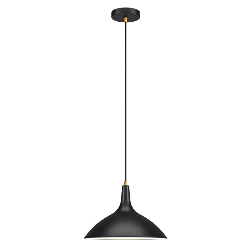 Luminaire suspendu conique à 1 lumière Cendra, Noir mat