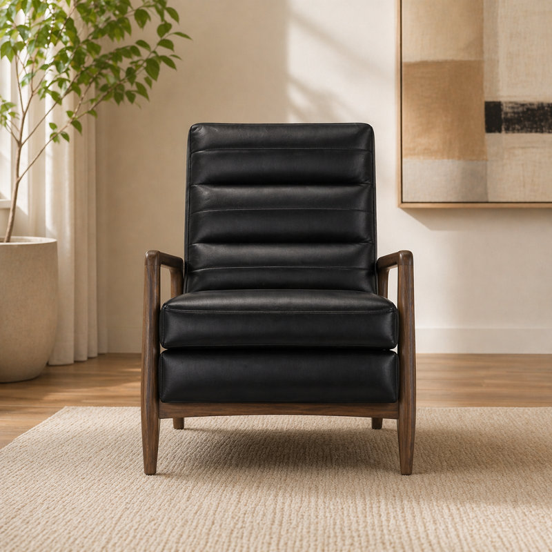 Fauteuil inclinable 28 po Mid-Century, Noir