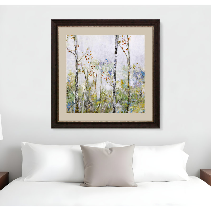 Birch Forest II, reproduction d'art encadrée brune
