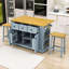 Ensemble d'îlot de cuisine 3 pièces avec tablettes de rangement, station de charge intégrée et tabourets de bar Chiyeko-1843278119