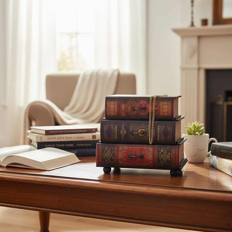 Livres empilables Haight avec 3 tiroirs cachés de style victorien